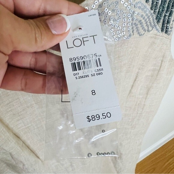 NWT Ann Taylor LOFT 100% Linen Sequin Sleeveless Sheath Dress in Women's Sz. 8 - Picture 8 of 12